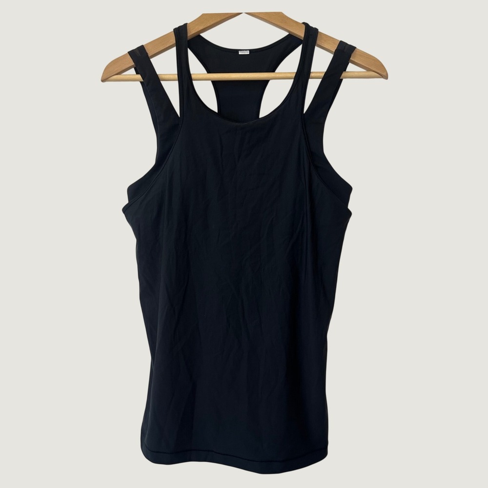 Lululemon Black Racerback Tank Top with Built-in Shelf Bra and Mesh Detail